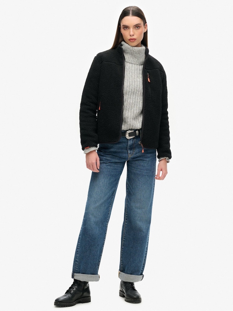 Superdry Black Outdoor Full Zip 100% Cotton Fleece - Image 2 of 5