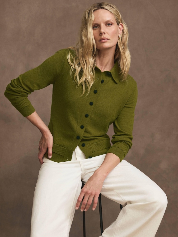 Mint Velvet Green Cotton Blend Cardigan - Image 1 of 7