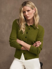 Mint Velvet Green Cotton Blend Cardigan - Image 2 of 7