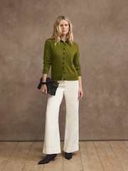Mint Velvet Green Cotton Blend Cardigan - Image 3 of 7