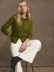 Mint Velvet Green Cotton Blend Cardigan - Image 4 of 7