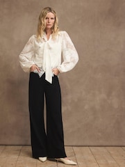 Mint Velvet White Lace Pussybow Blouse - Image 6 of 8