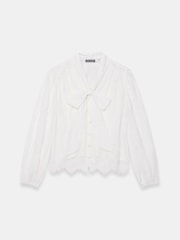 Mint Velvet White Lace Pussybow Blouse - Image 7 of 8