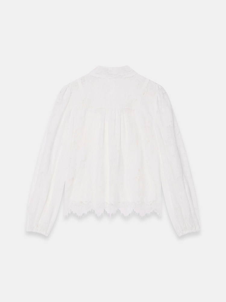 Mint Velvet White Lace Pussybow Blouse - Image 8 of 8
