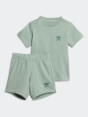 adidas originals Green Short 100% Cotton T-Shirt Set - Image 1 of 7