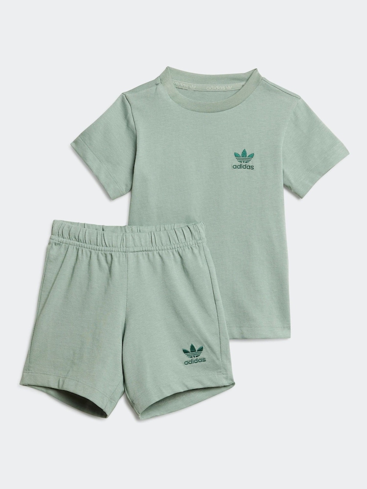 adidas originals Green Short 100% Cotton T-Shirt Set - Image 1 of 7