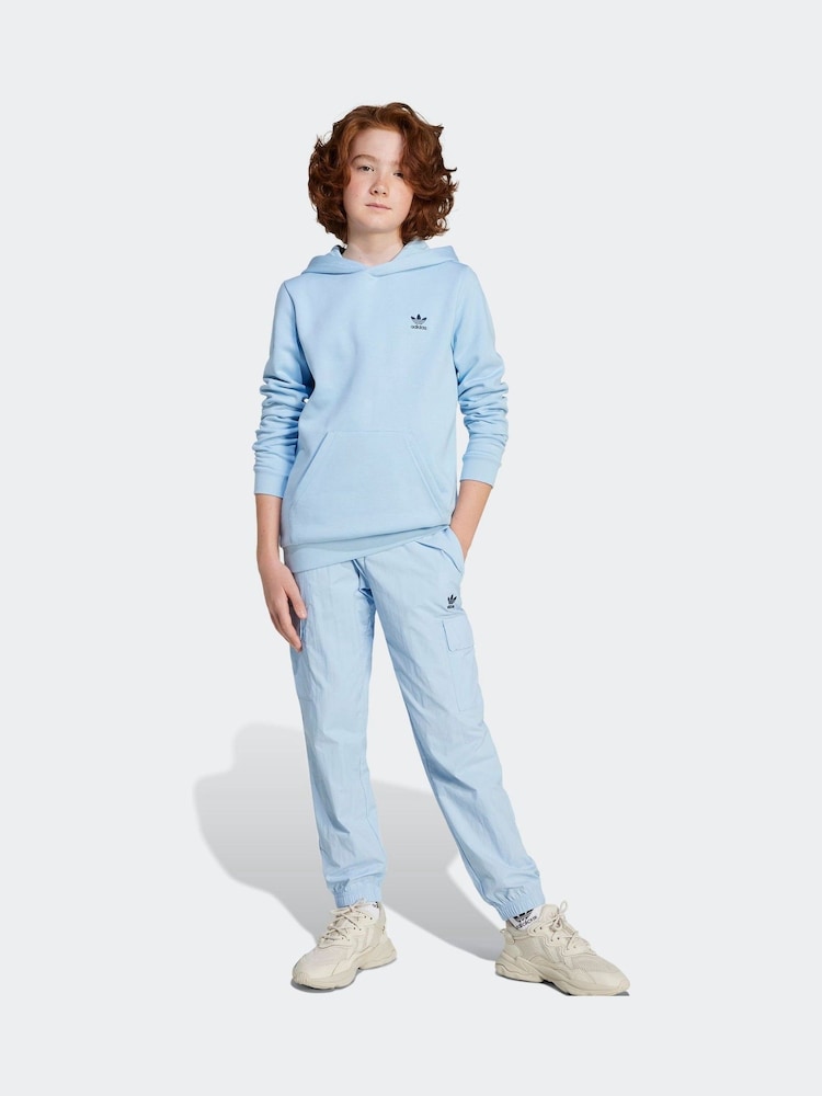 adidas originals Blue Small Trefioil Logo Hoodie - Image 3 of 6