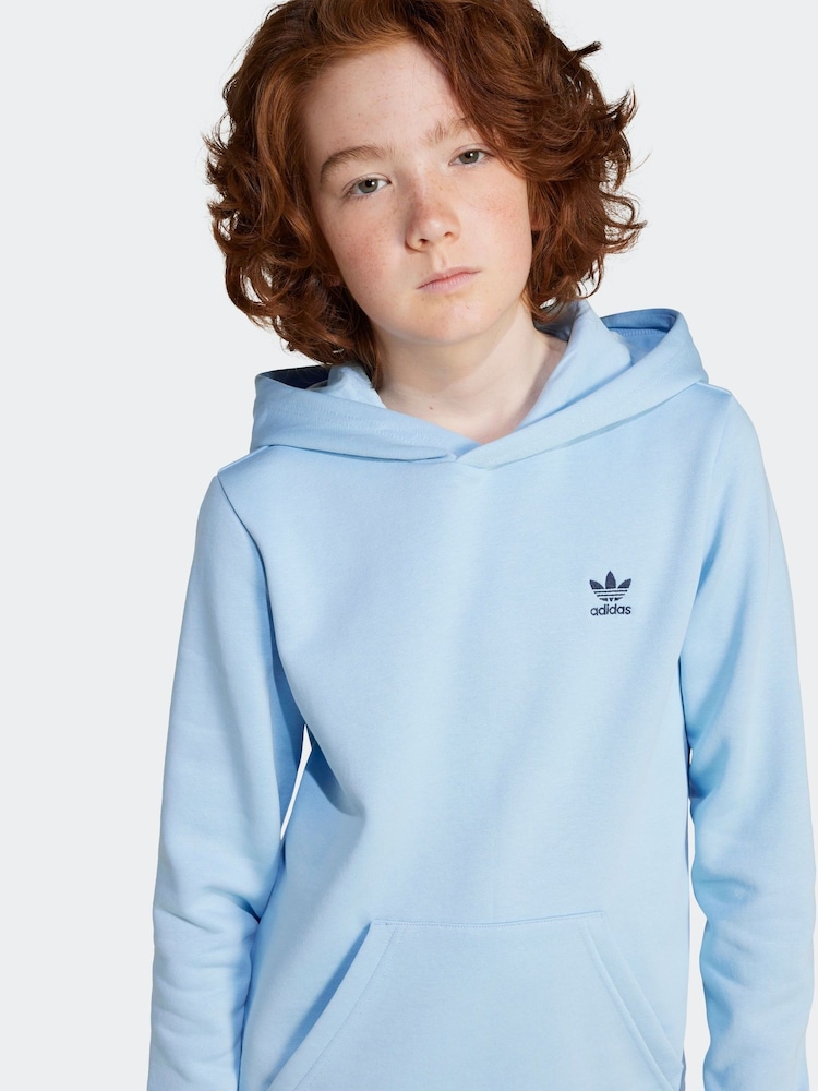 adidas originals Blue Small Trefioil Logo Hoodie - Image 4 of 6