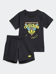adidas originals Black 100% Cotton Shorts and T-Shirt Set - Image 1 of 7