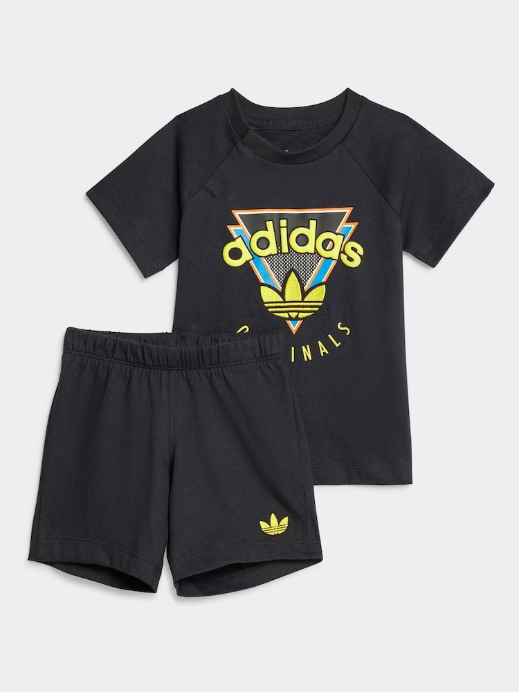 adidas originals Black 100% Cotton Shorts and T-Shirt Set - Image 1 of 7