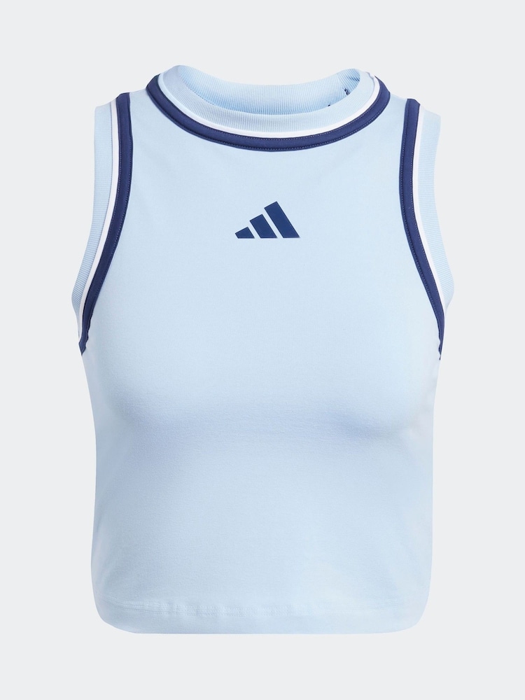 adidas Blue Colourblock Crop Vest - Image 6 of 6