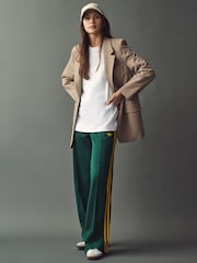 adidas Green Loose Firebird 3 Stripe Straight Trackpants - Image 2 of 5