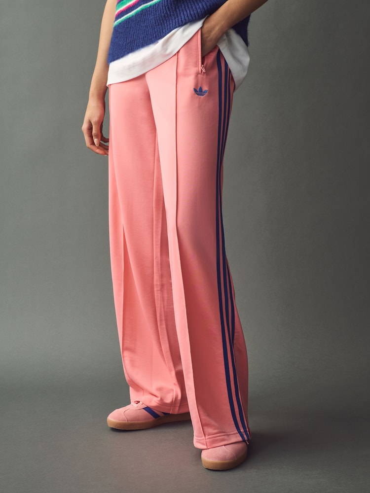 adidas Pink Loose Firebird 3 Stripe Straight Trackpants - Image 1 of 5