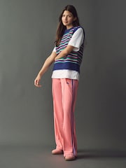 adidas Pink Loose Firebird 3 Stripe Straight Trackpants - Image 3 of 5