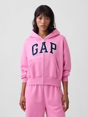 Gap Light Pink Vintage Soft Oversized Logo Zip-Up Hoodie - Image 1 of 3