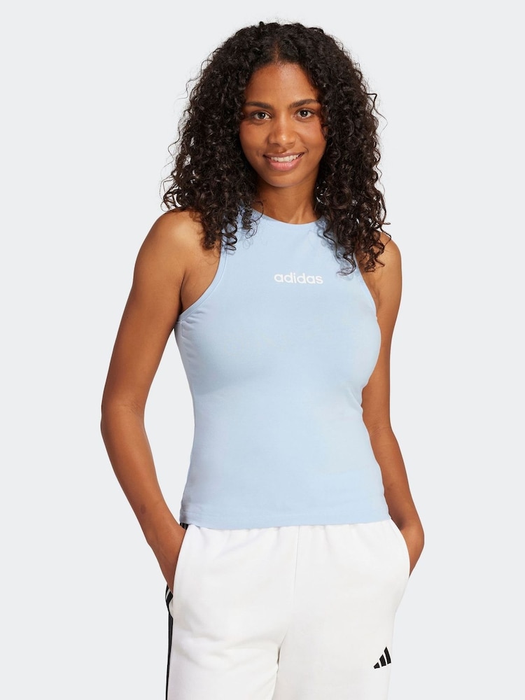 adidas Blue Linear Tank Top - Image 5 of 10