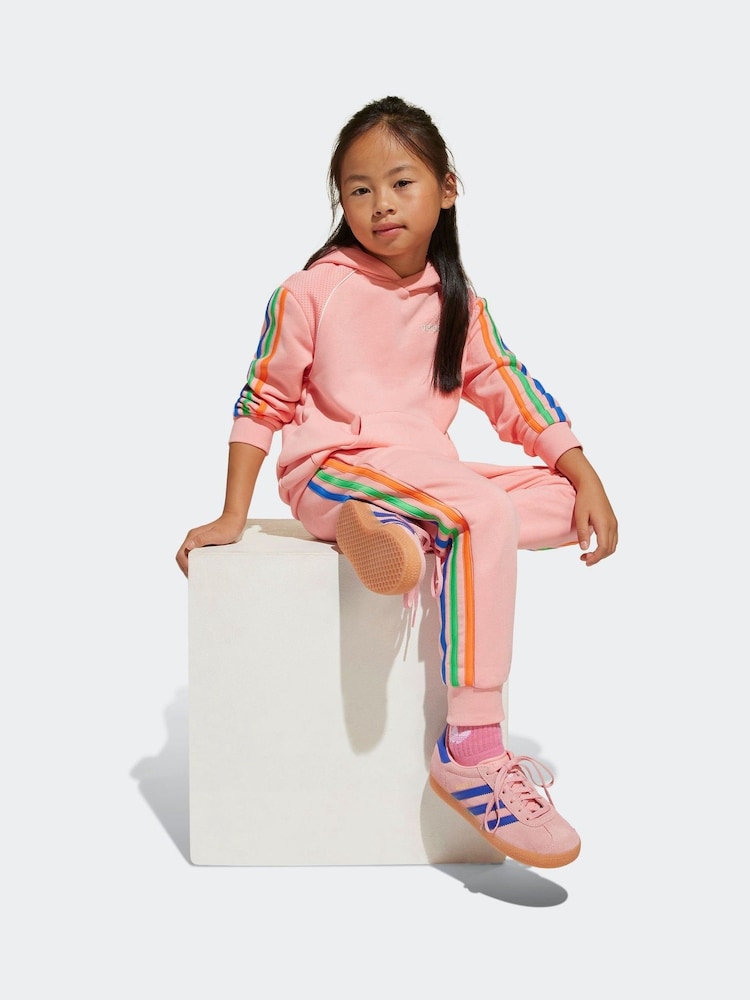adidas Pink 3 Stripe Tracksuit - Image 4 of 9