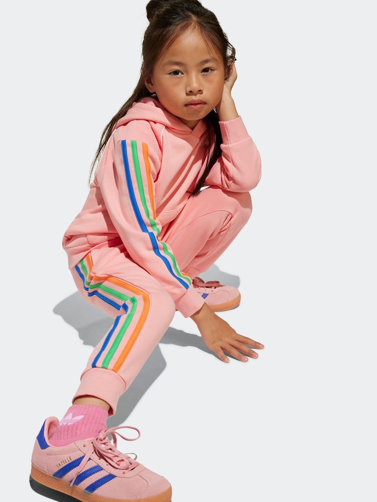 adidas Pink 3 Stripe Tracksuit - Image 6 of 9