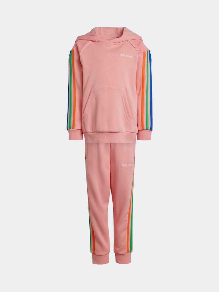 adidas Pink 3 Stripe Tracksuit - Image 7 of 9
