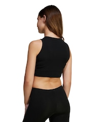 adidas originals Black Ribbed Crop Vest - Image 2 of 6