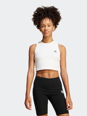 adidas originals White Ribbed Crop Vest - Image 1 of 6