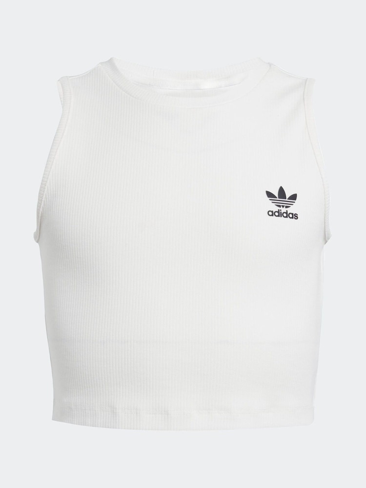 adidas originals White Ribbed Crop Vest - Image 6 of 6
