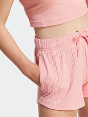 adidas originals Pink Ribbed Shorts - Image 4 of 6