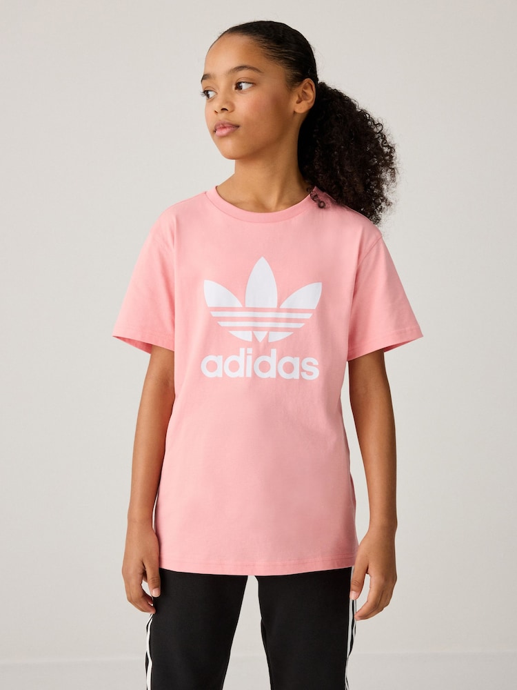 adidas originals Pink Trefoil 100% Cotton T-Shirt - Image 1 of 6