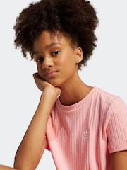 adidas Originals Pink Ribbed Dress - Image 4 of 6