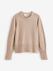 Neutral Camel Long Sleeved Jumper With Linen - Image 1 of 1