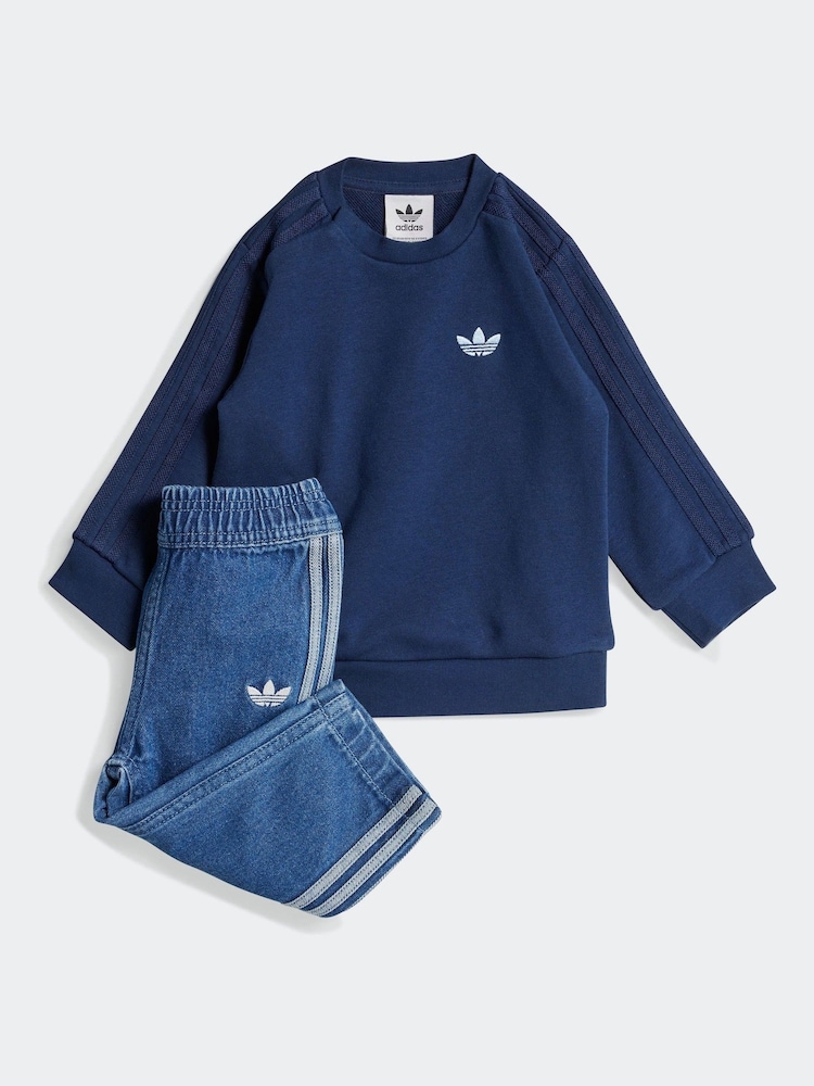 adidas originals Blue Denim Crew Set - Image 1 of 7