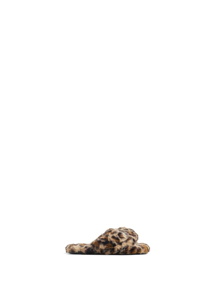 PIECES Leopard Fluffy Mule Slippers - Bild 1 von 2 PIECES Leopard Fluffy Mule Slippers - Bild 1 von 2