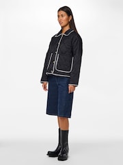 PIECES Black Contrast Stitch Detail Jacket - Image 5 of 6