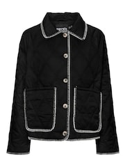 PIECES Black Contrast Stitch Detail Jacket - Image 6 of 6