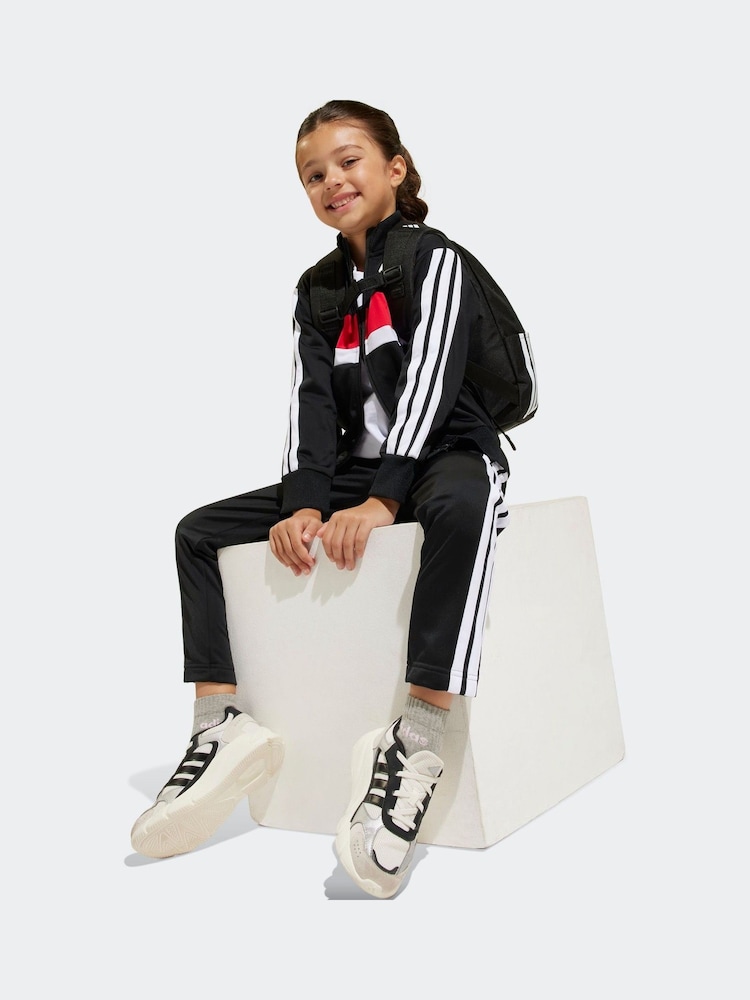 Negro/Rojo - adidas Essentials Tiberio 3-Stripes Kids Tracksuit - Imagen 1 de 9
