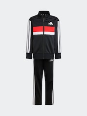 Negro/Rojo - adidas Essentials Tiberio 3-Stripes Kids Tracksuit - Imagen 7 de 9