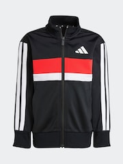 Negro/Rojo - adidas Essentials Tiberio 3-Stripes Kids Tracksuit - Imagen 8 de 9