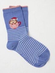 FatFace Blue Hedgehog Mug Womens Socks 1 Pack - Image 1 of 2