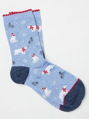 FatFace Blue Womens Polar Bear Socks 1 Packs - Image 1 of 2