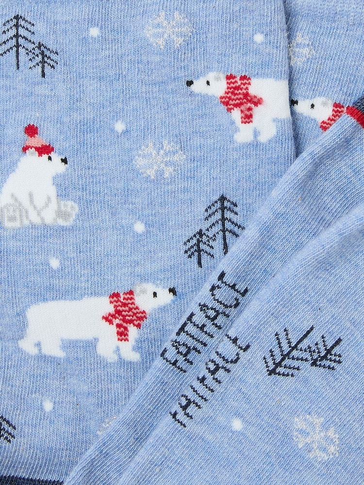 FatFace Blue Womens Polar Bear Socks 1 Packs - Image 2 of 2