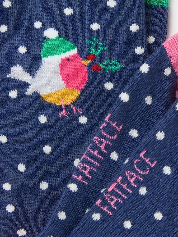FatFace Blue Navy Womens Robin Spot Socks 1 Pack - Image 2 of 2