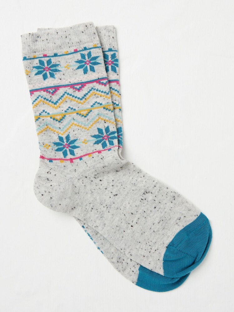 FatFace Grey Womens Fairisle Pattern Socks 1 Pack - Image 1 of 2