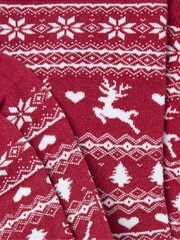 FatFace Red Womens Reindeer Fairisle Pattern Socks 1 Pack - Image 2 of 2
