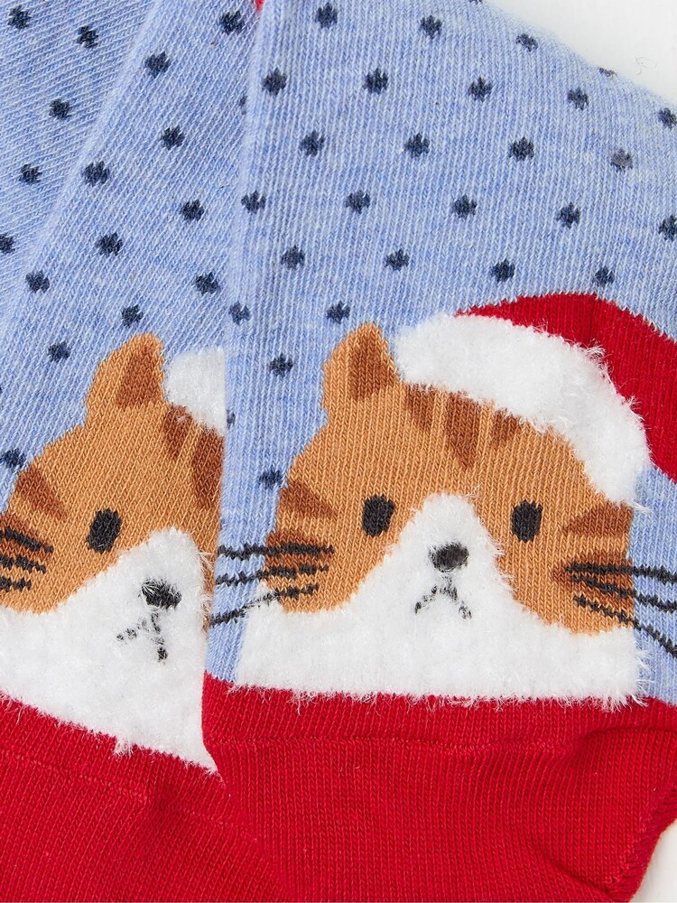 FatFace Blue Womens Cat in a Hat Socks 1 Pack - Image 2 of 2