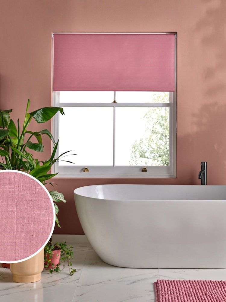 Dusky Pink Ready Made Textured Roller Moisture Resistant Blind - Image 1 of 7