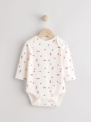 Cream Heart Valentines Long Sleeve Baby 100% Cotton Bodysuit - Image 1 of 7