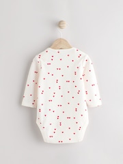 Cream Heart Valentines Long Sleeve Baby 100% Cotton Bodysuit - Image 2 of 7