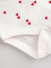 Cream Heart Valentines Long Sleeve Baby 100% Cotton Bodysuit - Image 6 of 7