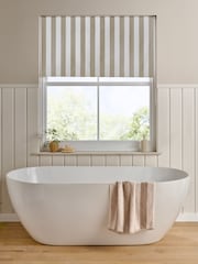 Natural Mink Ready Made Blackout Roller Blind Stripe Print - Image 1 of 6