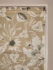 Dark Natural Ready Made Blackout Roman Blind Woodblock Floral Print - Image 6 of 9